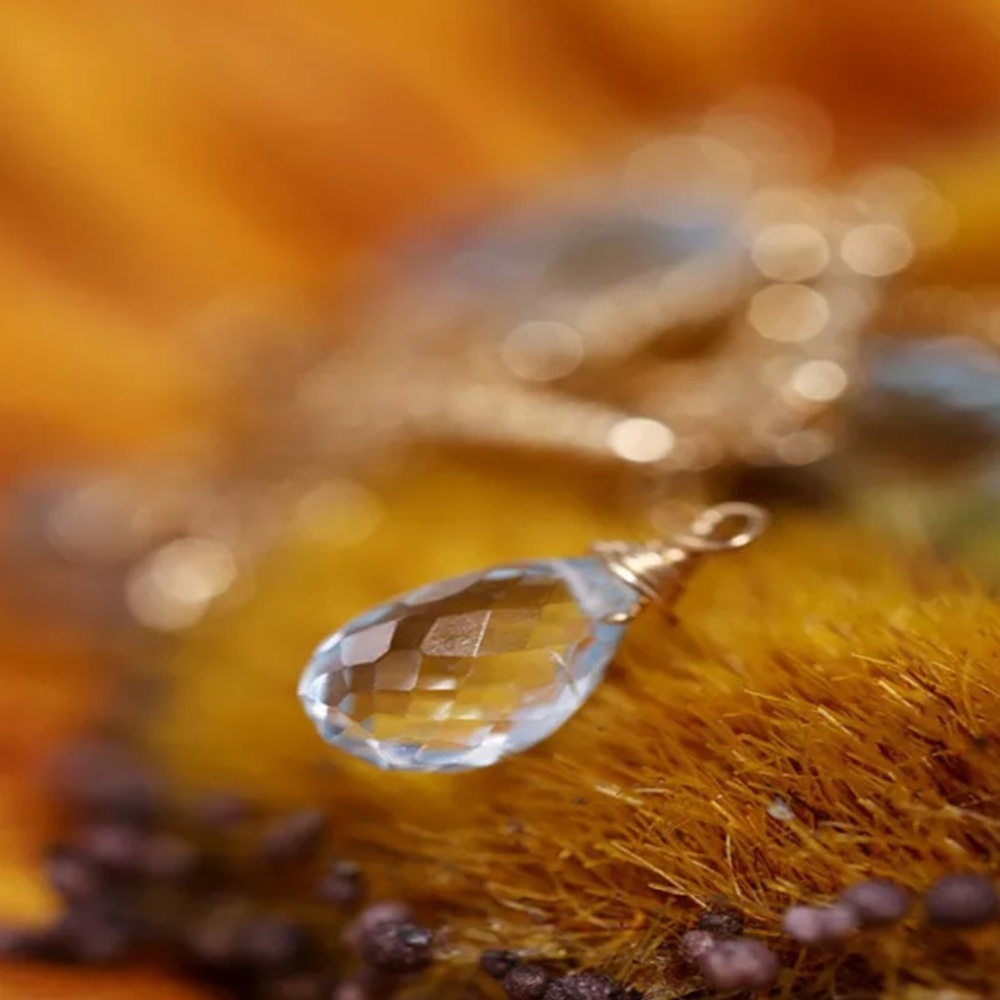 Handmade Natural Topaz Droplet Dainty Necklace - Picture 7 of 11